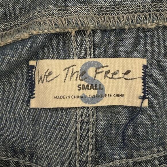 Free People Memphis Denim Button-Front Shortalls Size Small - Picture 7 of 7